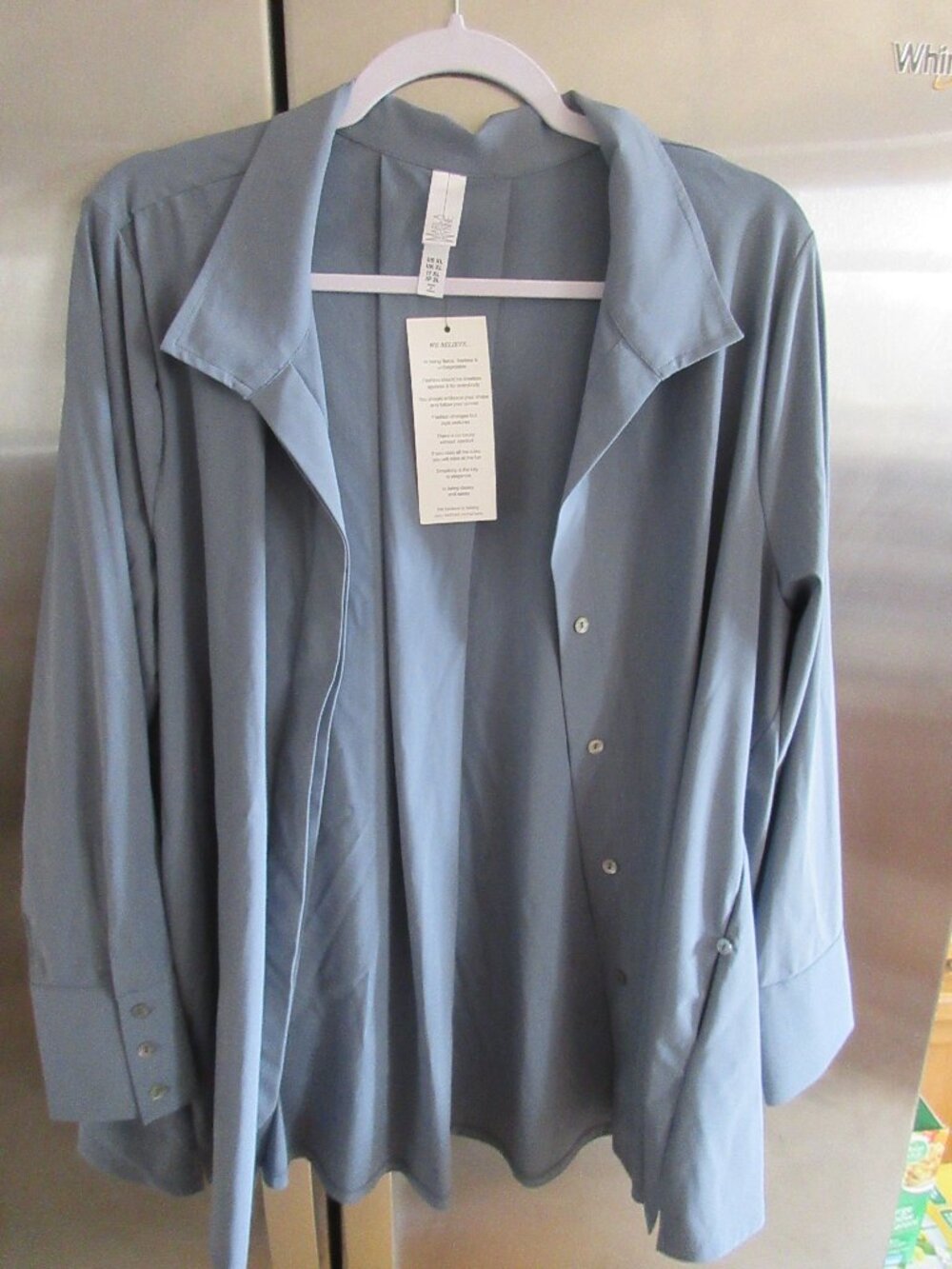 Marla Wynne dusty blue modern new nwt Long Sleeve Button Up Blouse 1X
